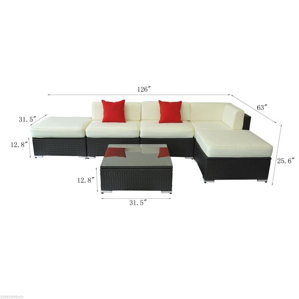 Outsunny 6pcs All-weather Rattan Sofa Wicker Sectional Patio Furniture - Craze Trends