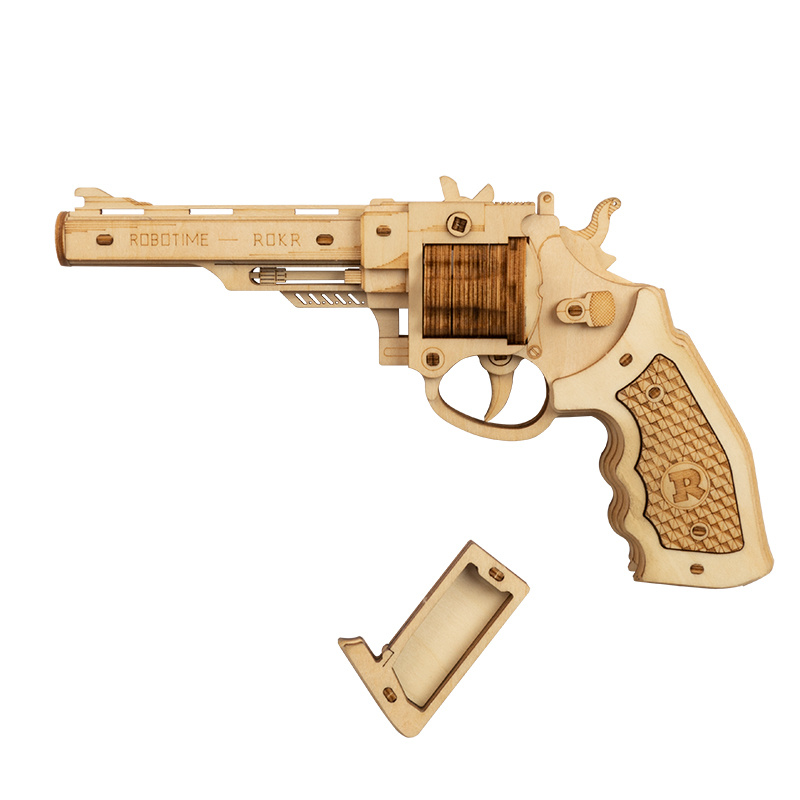 3D Wooden Puzzle Games Revolver Model Building Kits Toys - Craze Trends