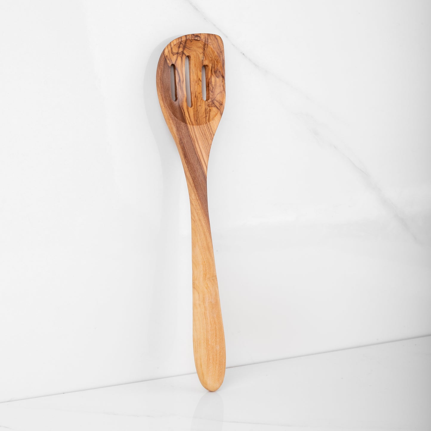 11.8" (30cm) Olive Wood Slotted Spatula, Handmade - Craze Trends