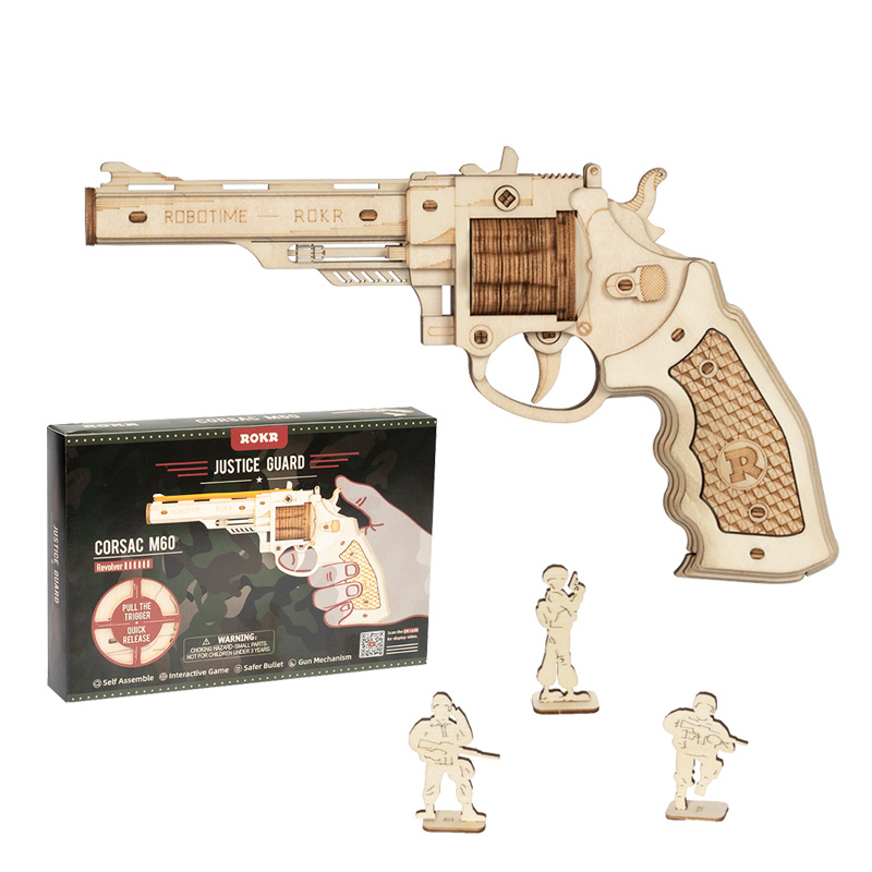 3D Wooden Puzzle Games Revolver Model Building Kits Toys - Craze Trends