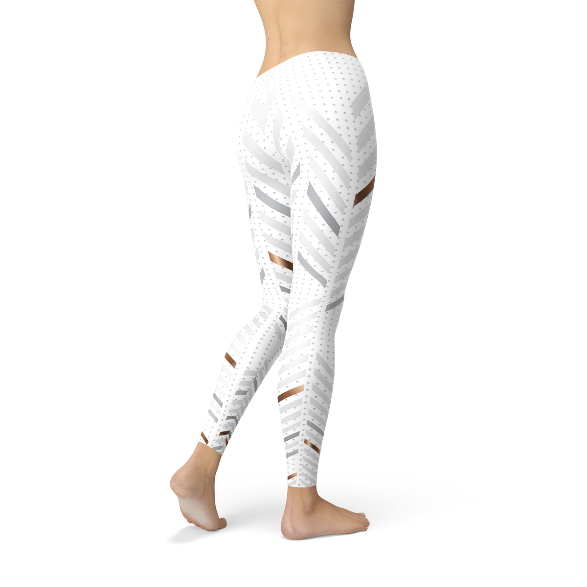 Womens White Stripes Leggings - Craze Trends