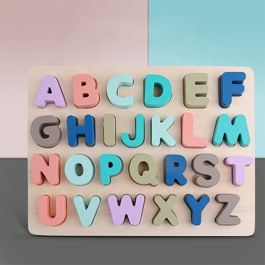 Wooden Puzzle Toy Game - English Letters ABC Numbers Learning for Kids - Craze Trends