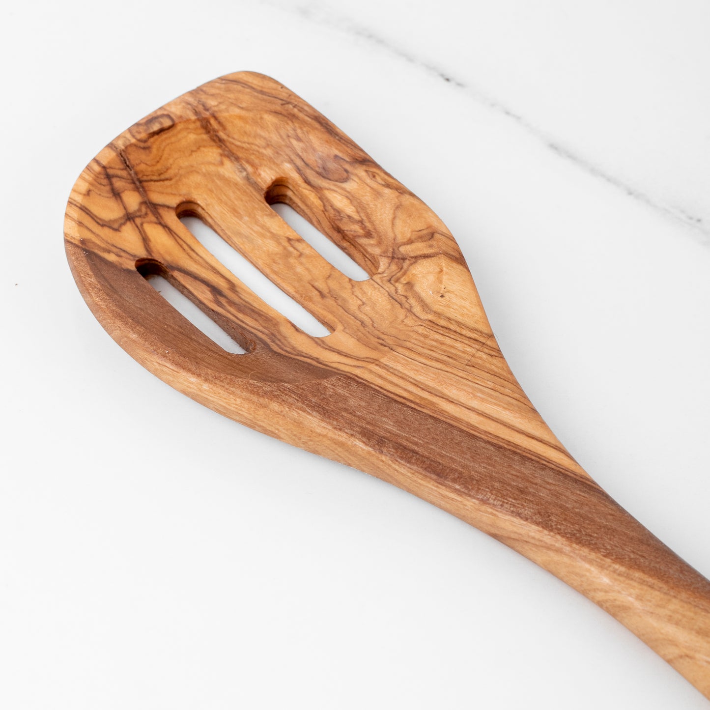 11.8" (30cm) Olive Wood Slotted Spatula, Handmade - Craze Trends