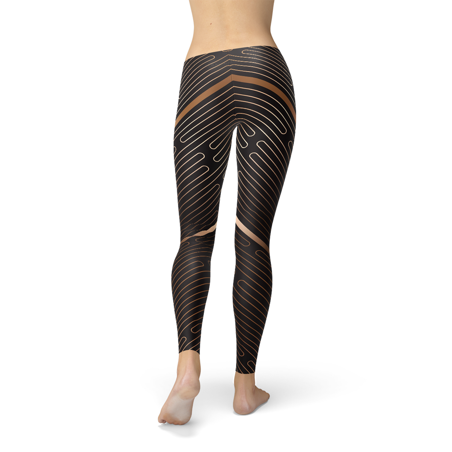 Womens Striped Lines Sports Brown Leggings - Craze Trends