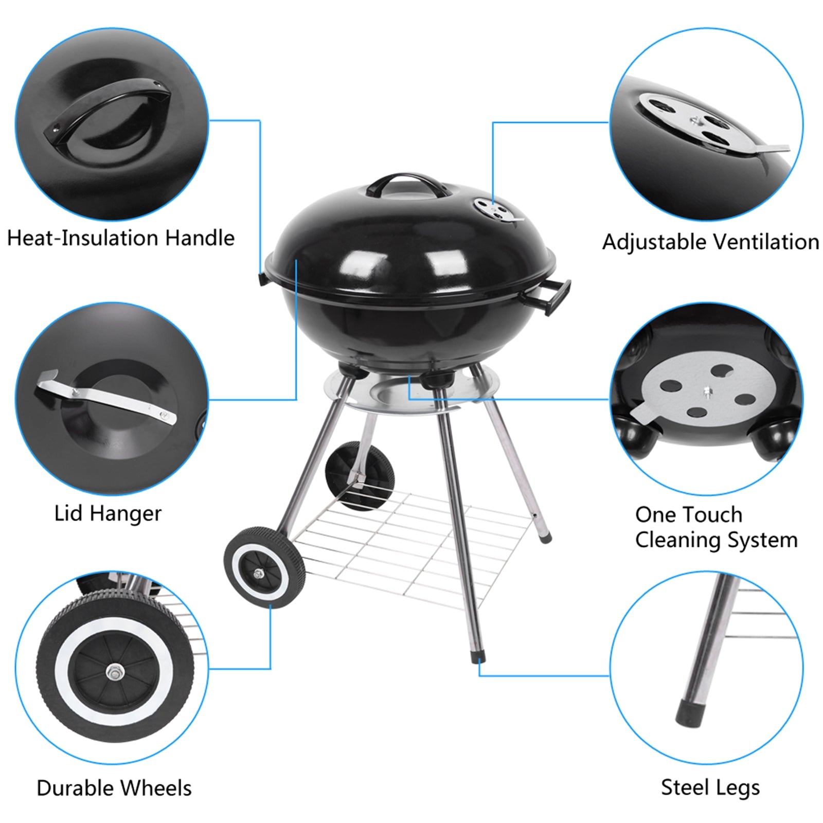 18 Inch Apple Charcoal Stove BBQ Grill For Outdoor Cooking - Craze Trends