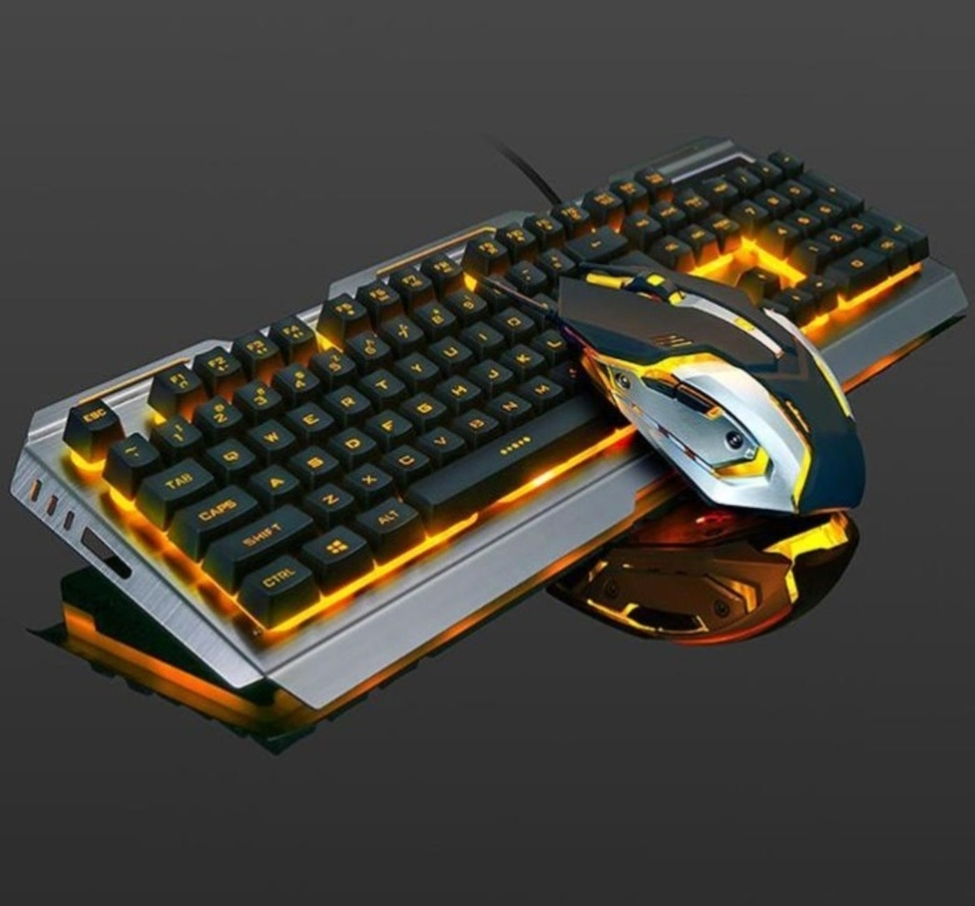 Ninja Dragons Tungsten Gold Metal Frame Gaming Keyboard and Mouse Set - Craze Trends