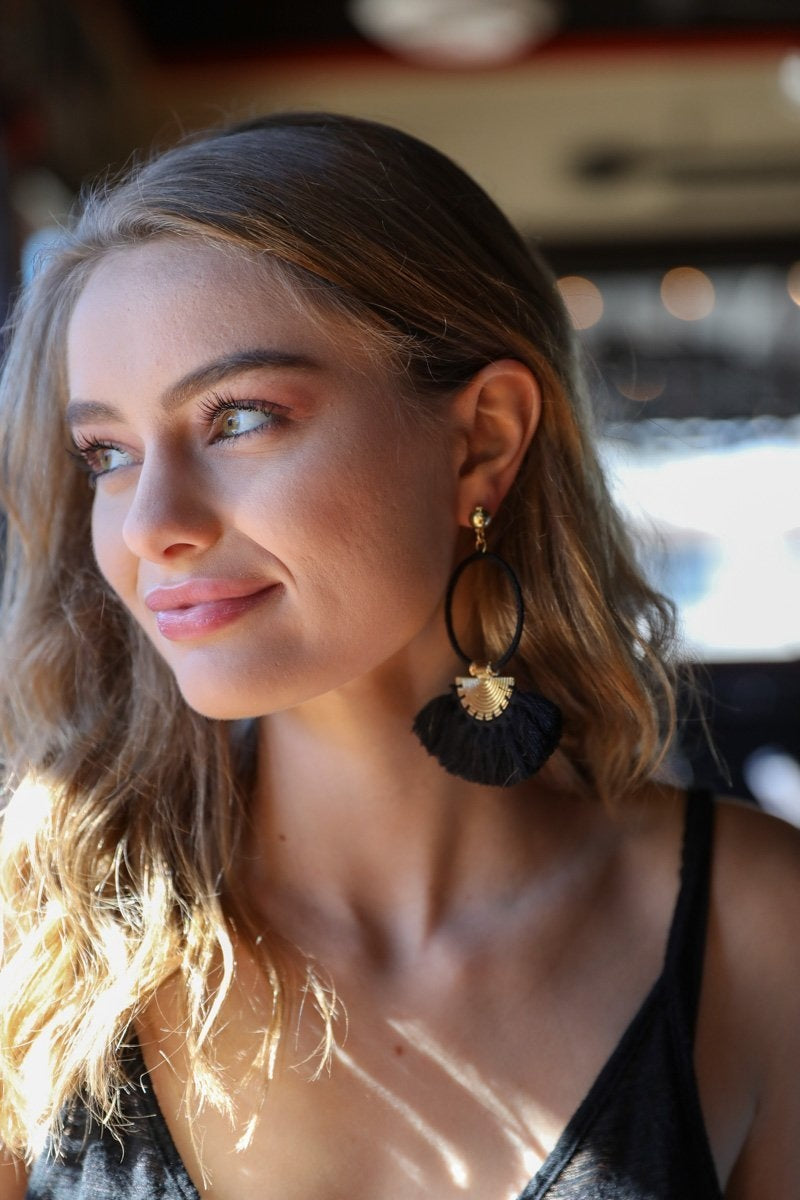 Drop Tassel Fan Earrings