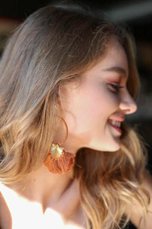 Drop Tassel Fan Earrings