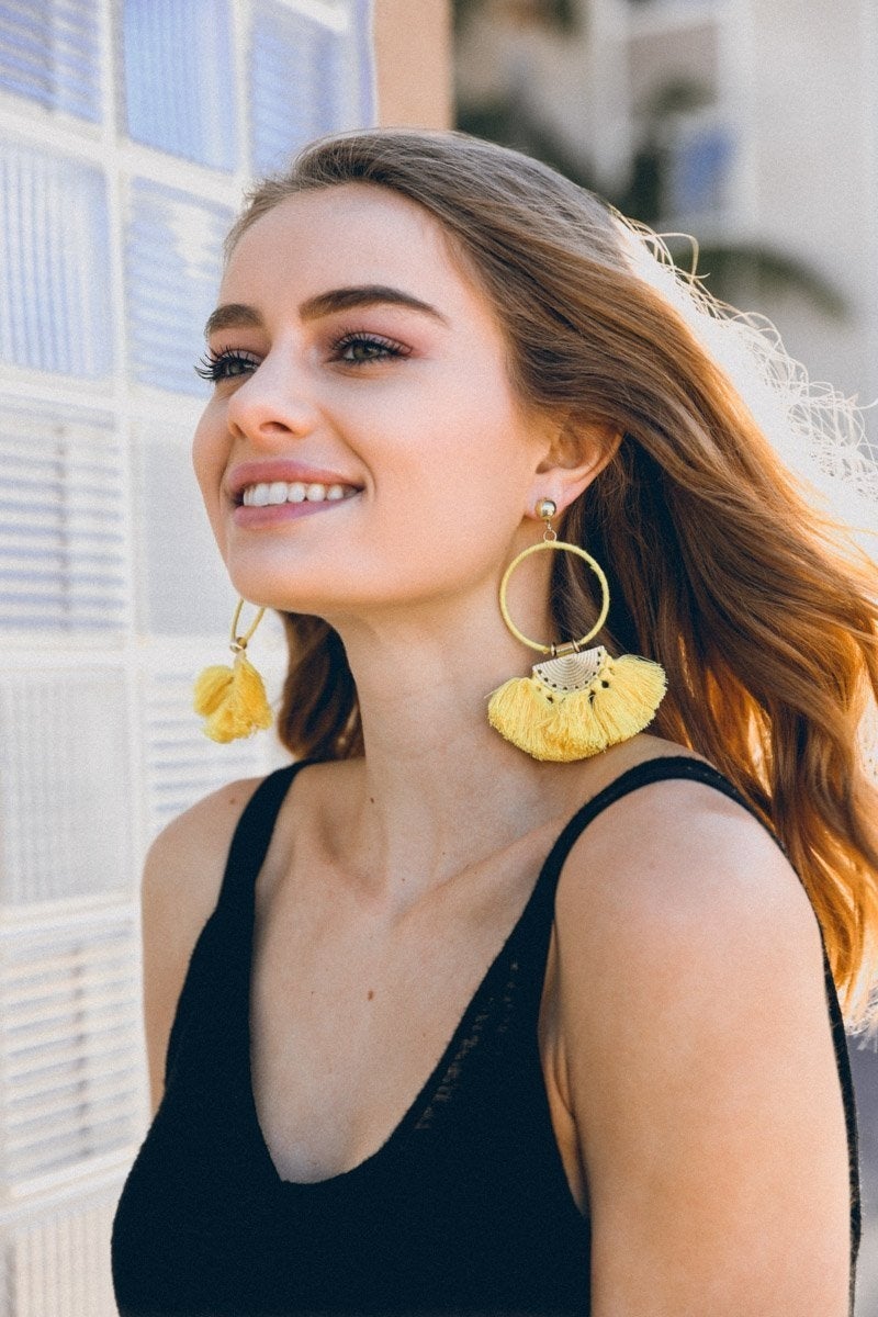 Drop Tassel Fan Earrings