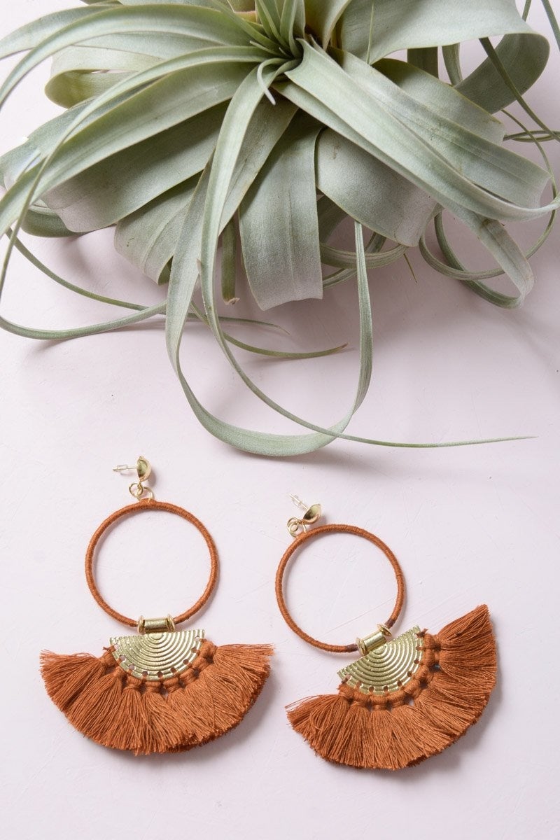 Drop Tassel Fan Earrings