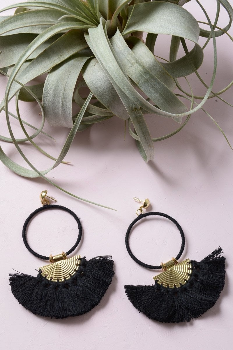 Drop Tassel Fan Earrings