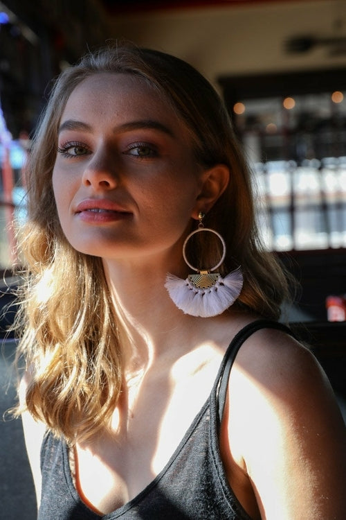 Drop Tassel Fan Earrings