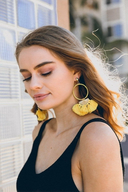 Drop Tassel Fan Earrings