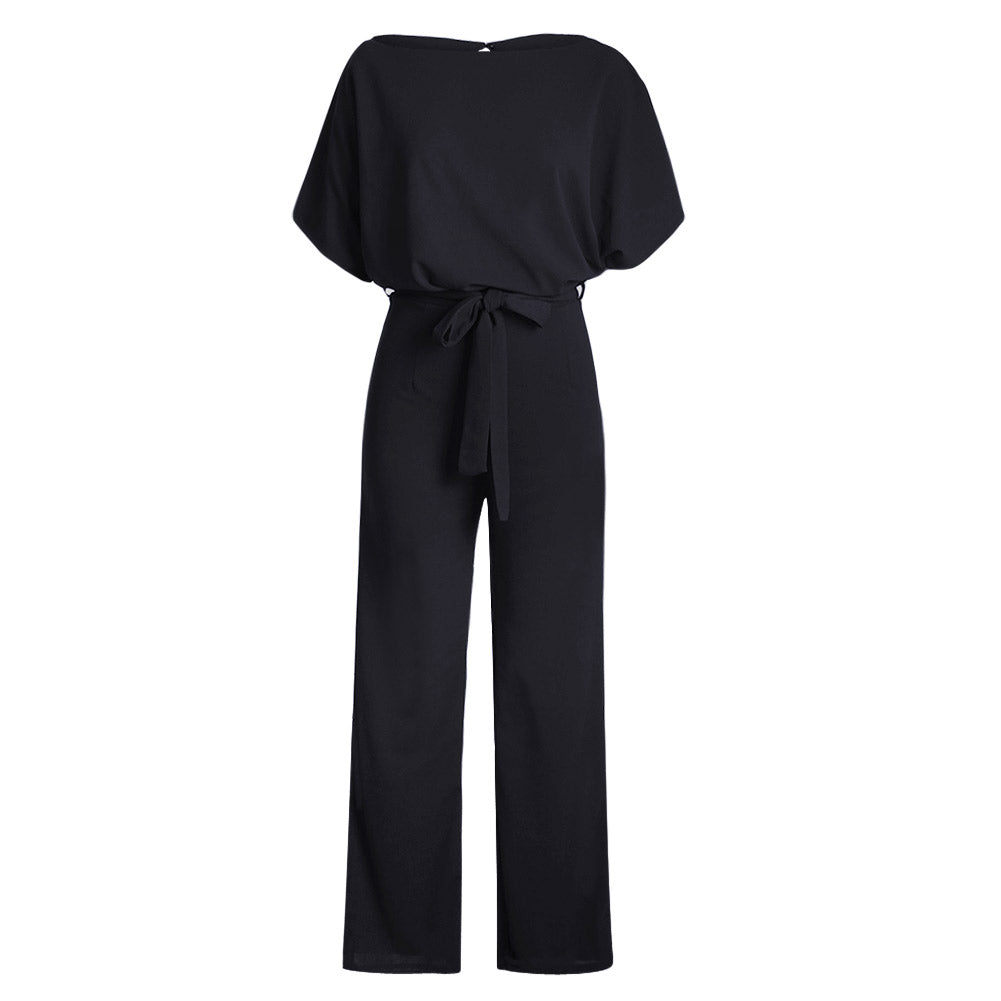 Blue Oh So Glam Belted Wide Leg Jumpsuit