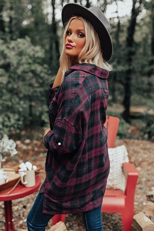 Loose Fit Boyfriend Style Plaid Shirt