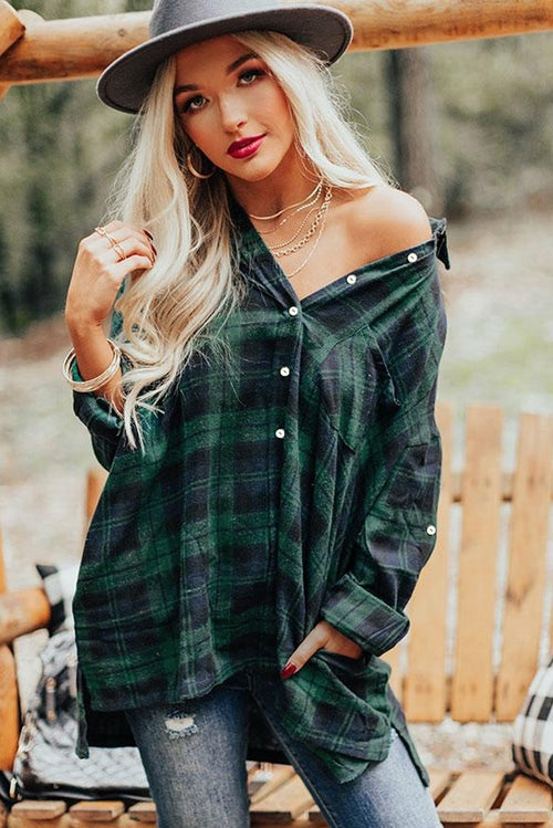 Loose Fit Boyfriend Style Plaid Shirt