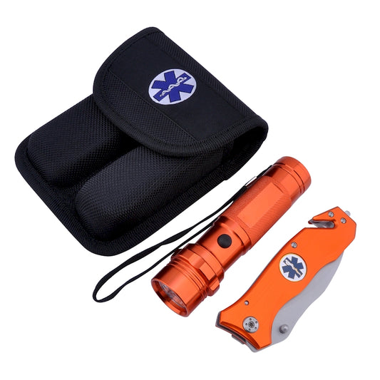 Survival Knife and Flashlight - Orange Finish - Emergency - LED Light - Craze Trends