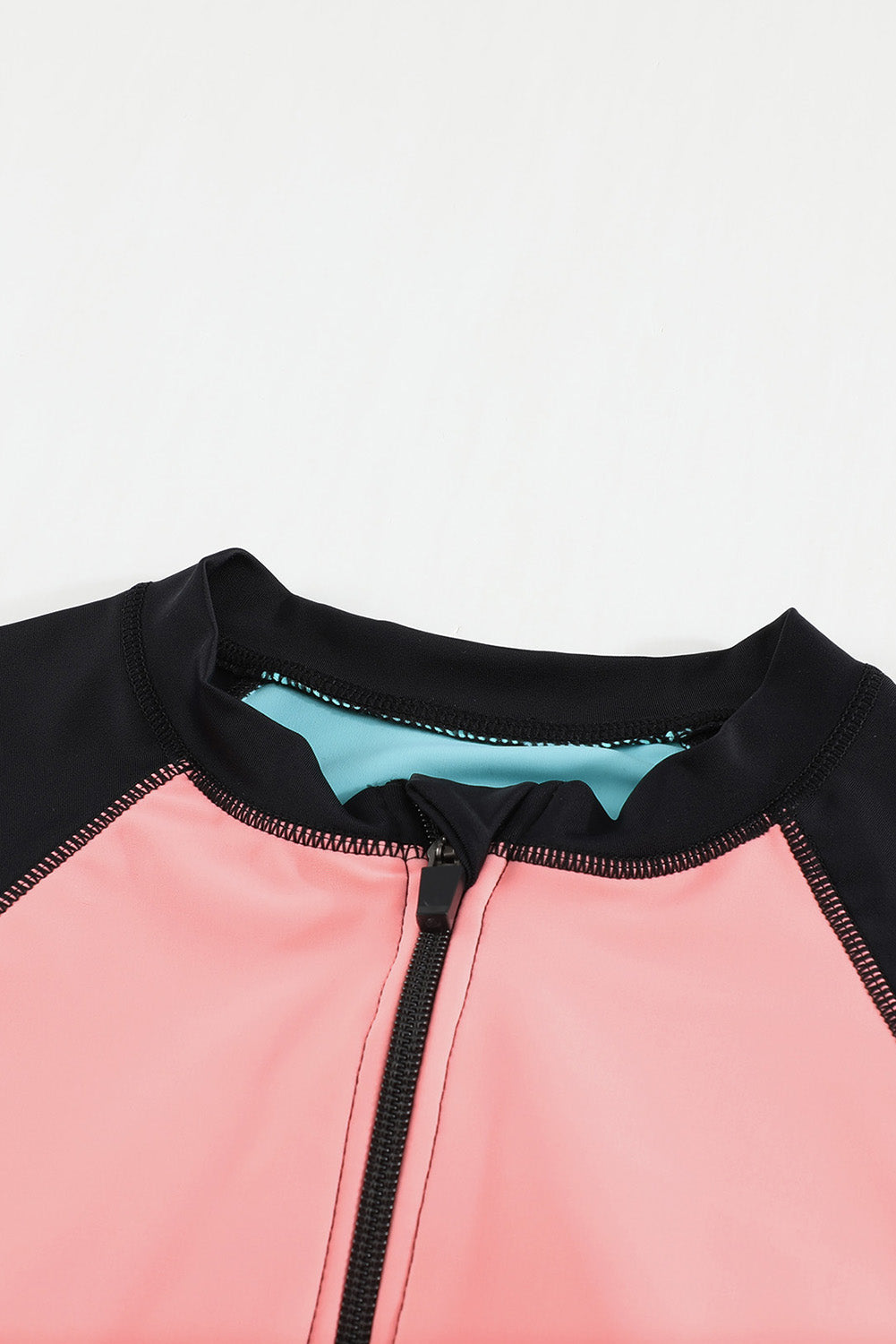 color Zip Up Neckline Color Block Rashguard Top