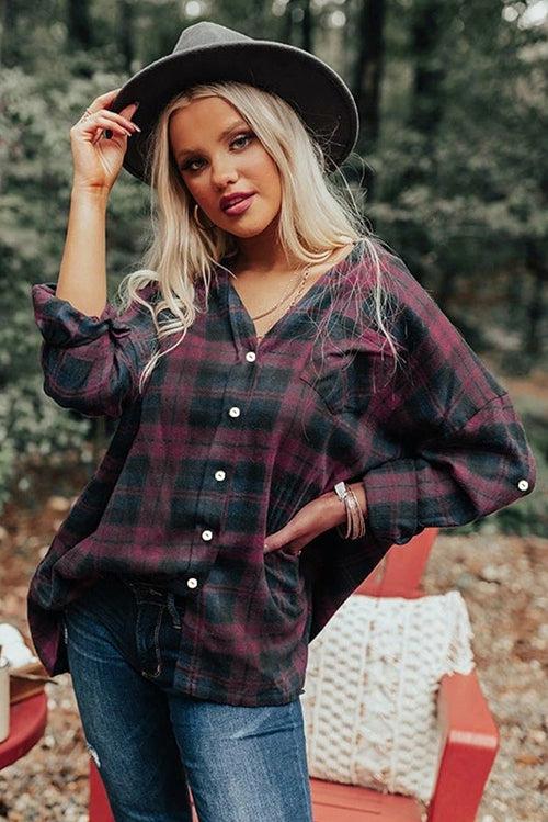 Loose Fit Boyfriend Style Plaid Shirt