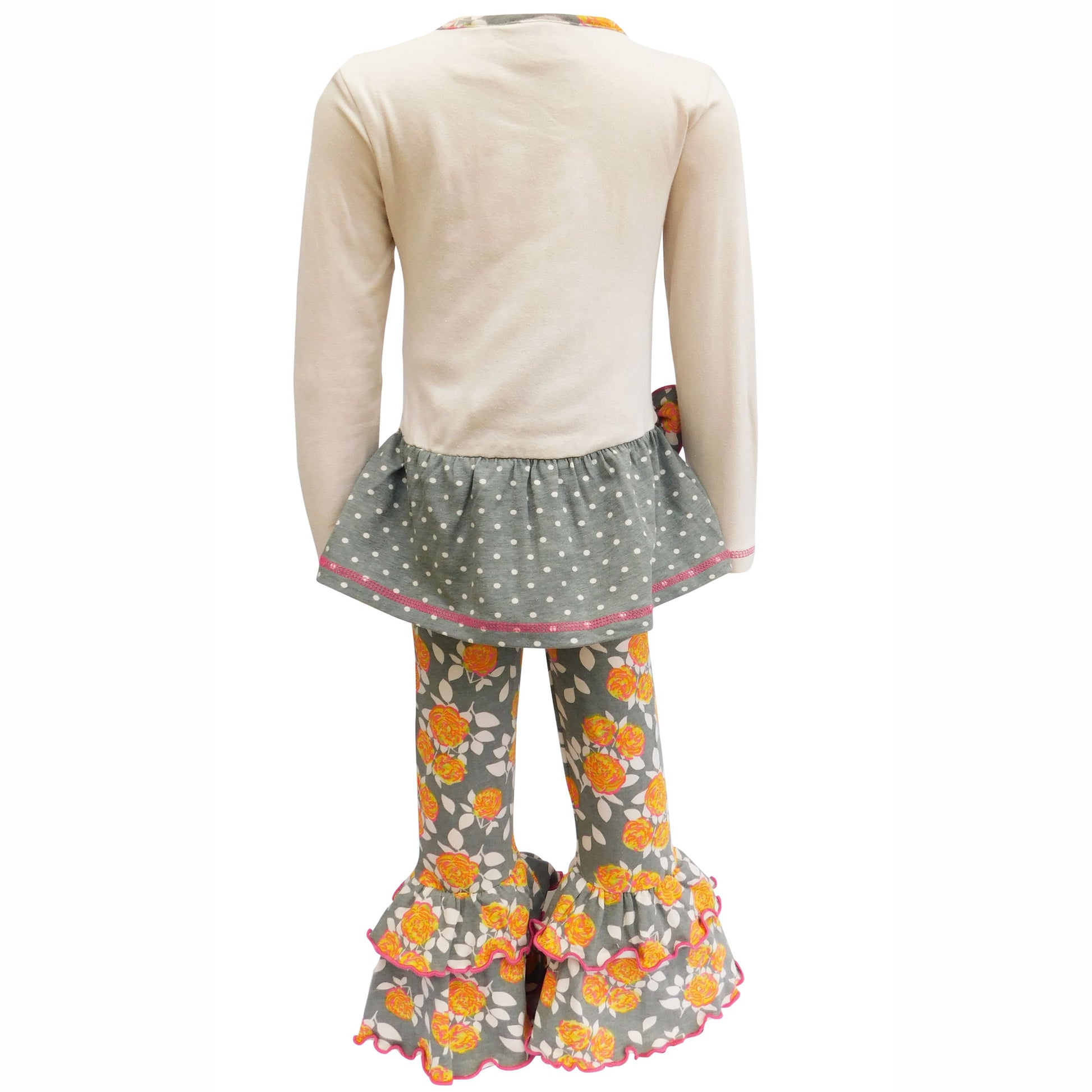 AnnLoren Girls Boutique Fall Floral & Polka Dots Dress and Legging Set - Craze Trends