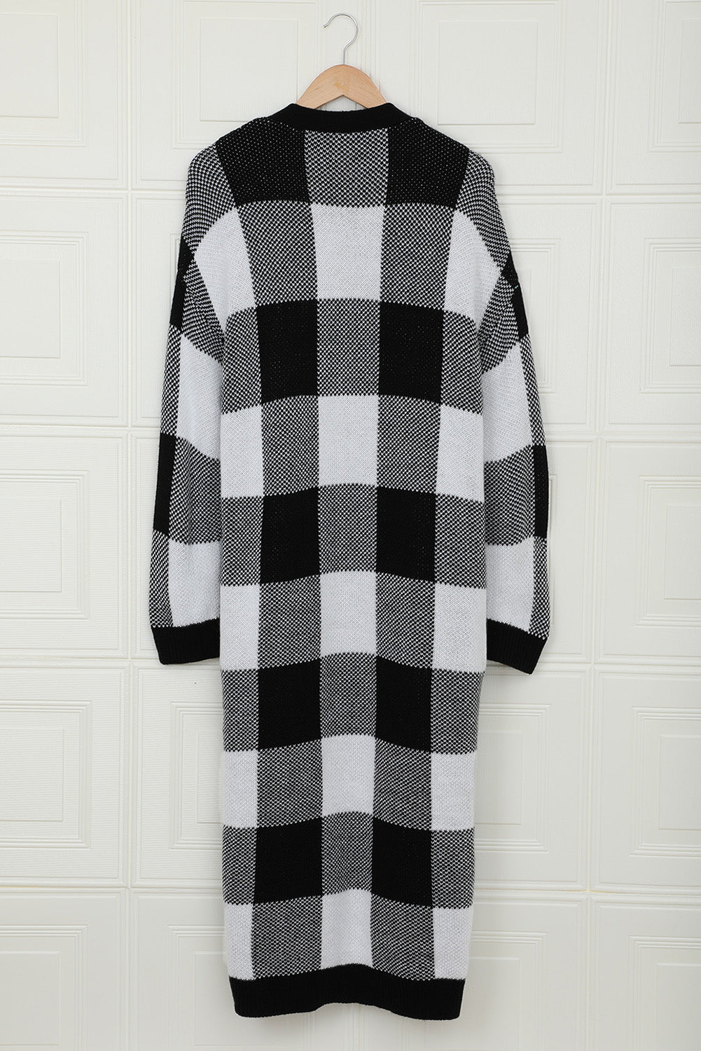 Board Games Pocketed Checkered Cardigan