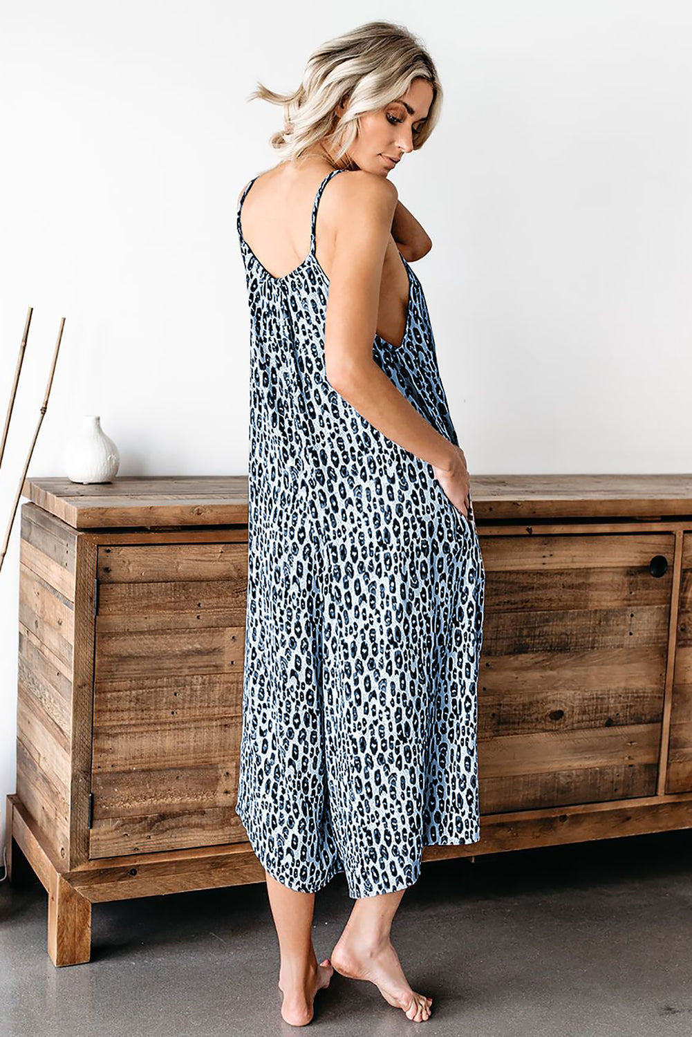 Blue Leopard Adjustable Jumpsuit