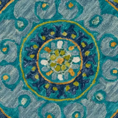 Blue Wool Area Rug  (3 cm, X 3 cm, Circle) - Craze Trends