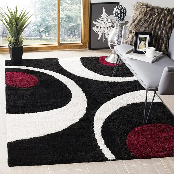 Galaxy Design Microfiber Soft Woollen Rugs and Carpet-Black - Craze Trends