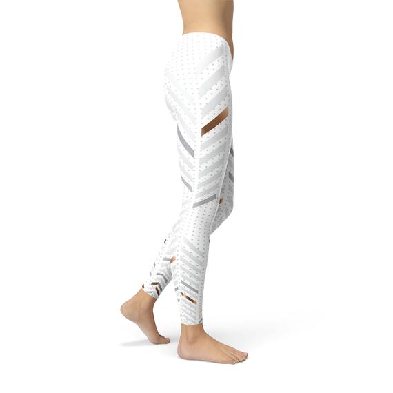 Womens White Stripes Leggings - Craze Trends