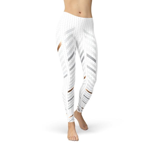 Womens White Stripes Leggings - Craze Trends