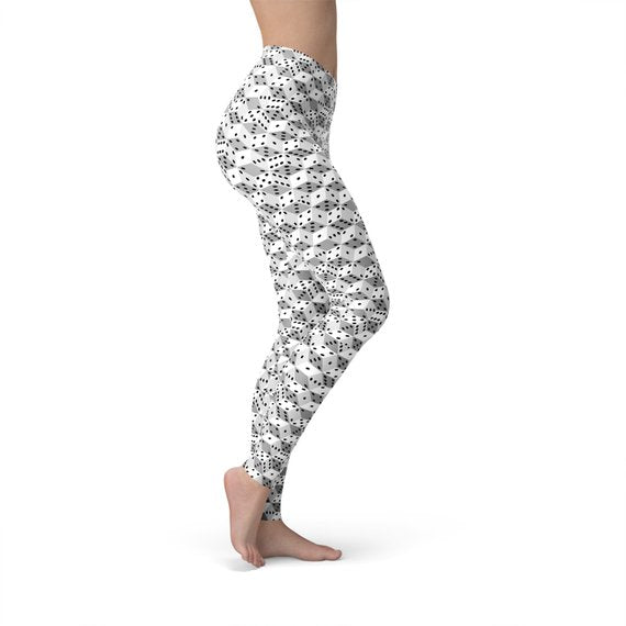 Womens Black and White Dice Leggings - Craze Trends