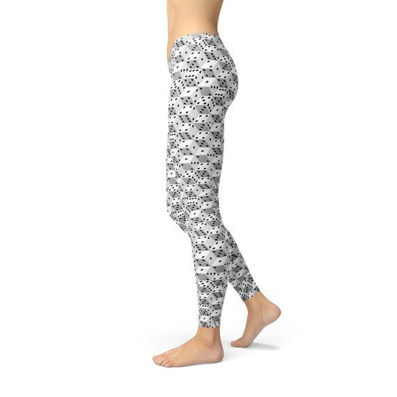 Womens Black and White Dice Leggings - Craze Trends