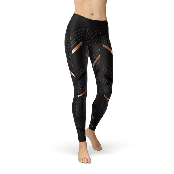 Womens Sports Stripes Black Leggings - Craze Trends