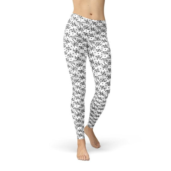 Womens Black and White Dice Leggings - Craze Trends