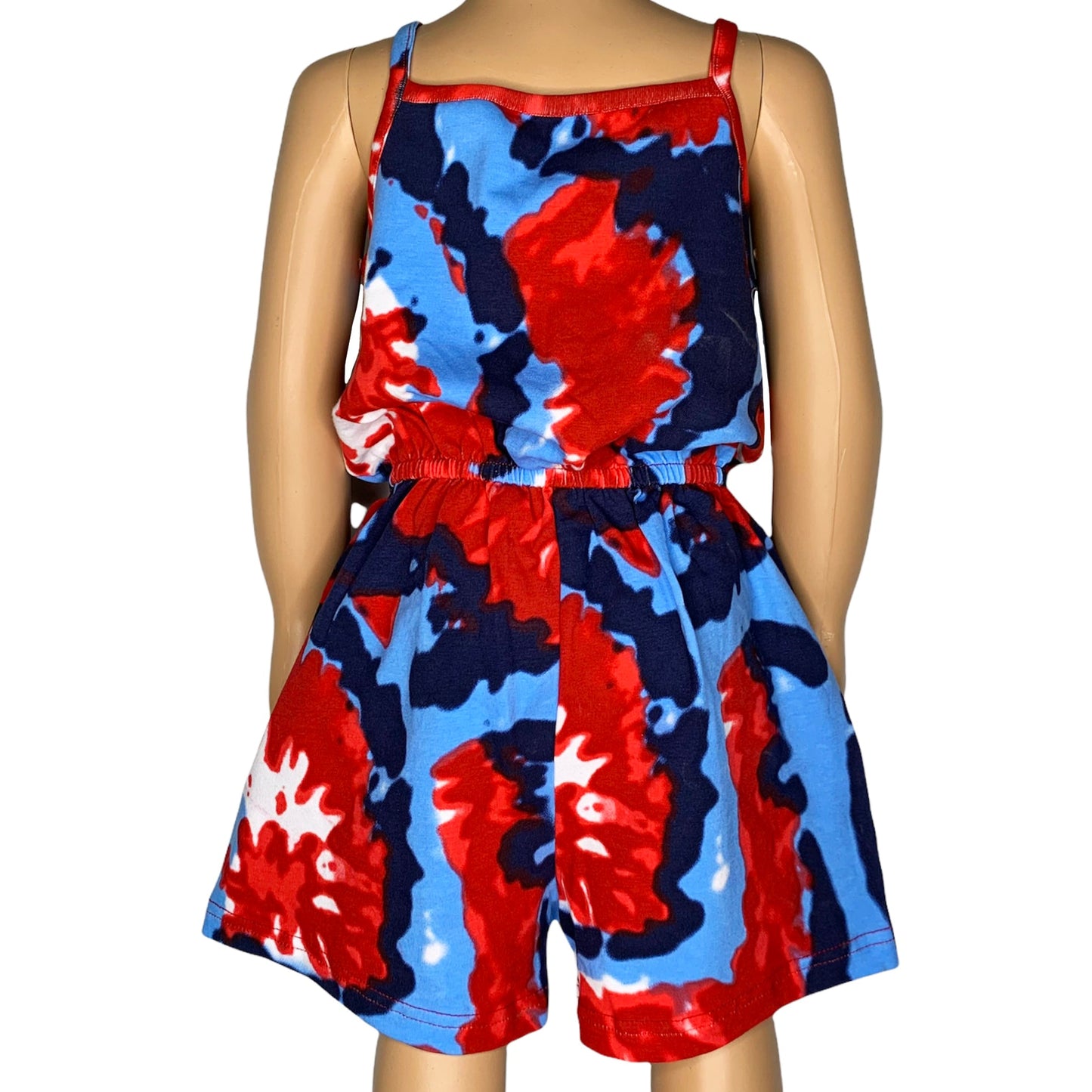 AnnLoren Girls Tie Dye 4th of July Shorts Jumpsuit Summer Romper - Craze Trends