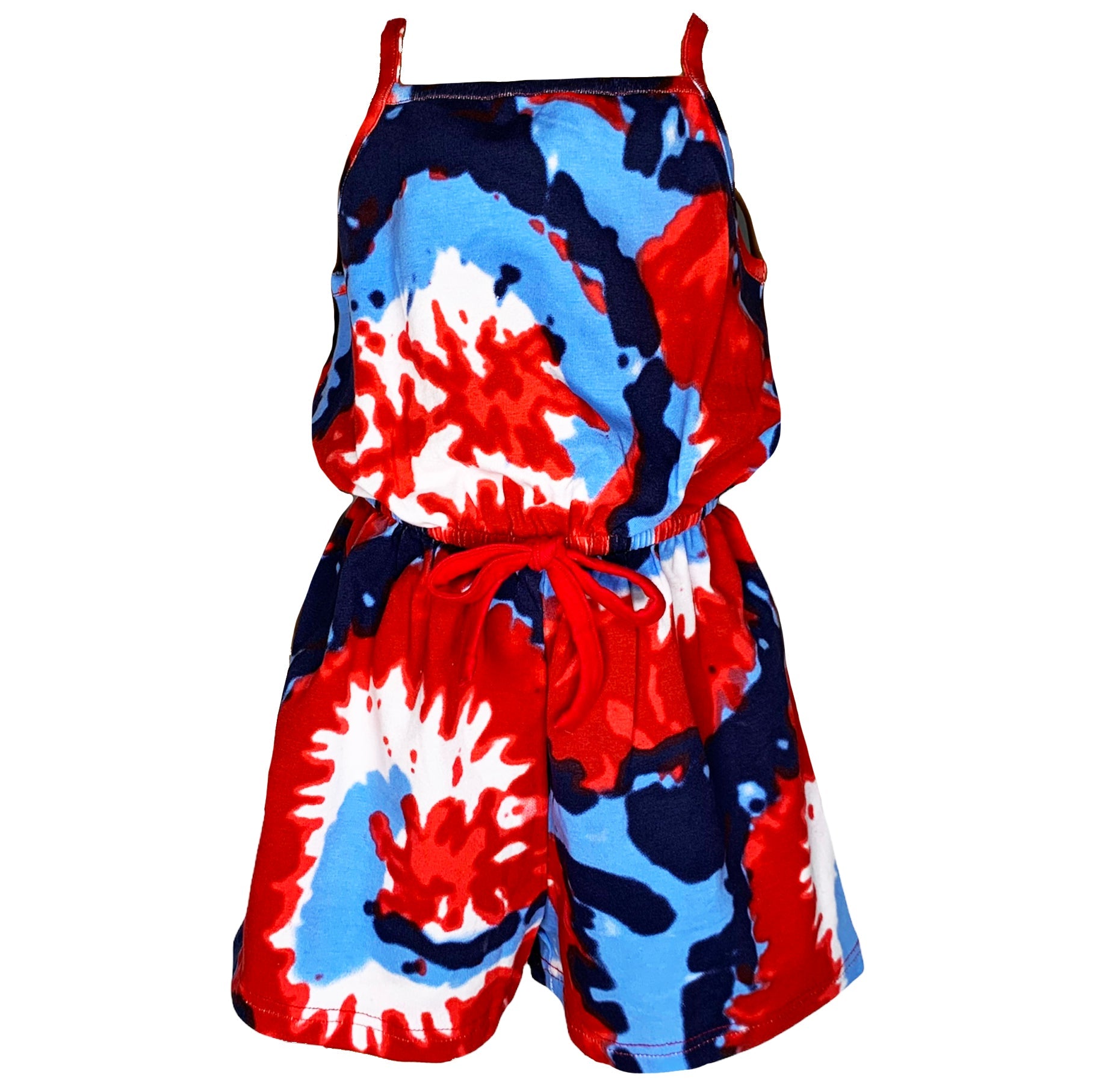 AnnLoren Girls Tie Dye 4th of July Shorts Jumpsuit Summer Romper - Craze Trends