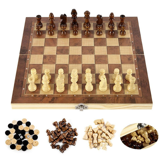 Foldable Wooden Chess Set Board Game - Craze Trends