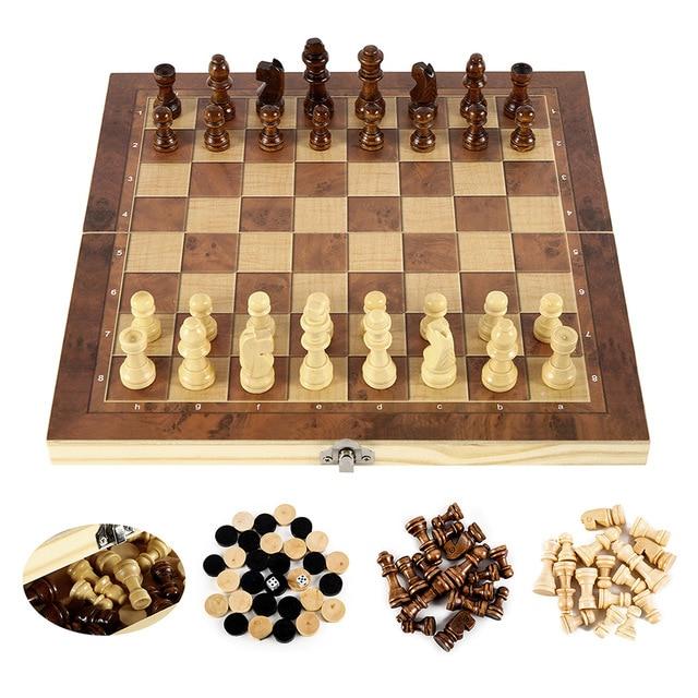 Foldable Wooden Chess Set Board Game - Craze Trends