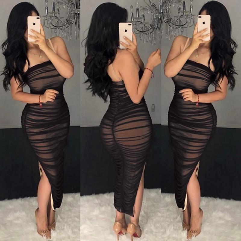 Fashion New Pleated Bodycon Slit Dress Sexy Summer high quality