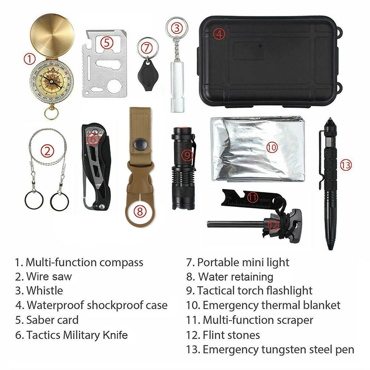 14 in 1 Outdoor Emergency Survival And Safety Gear Kit Camping - Craze Trends