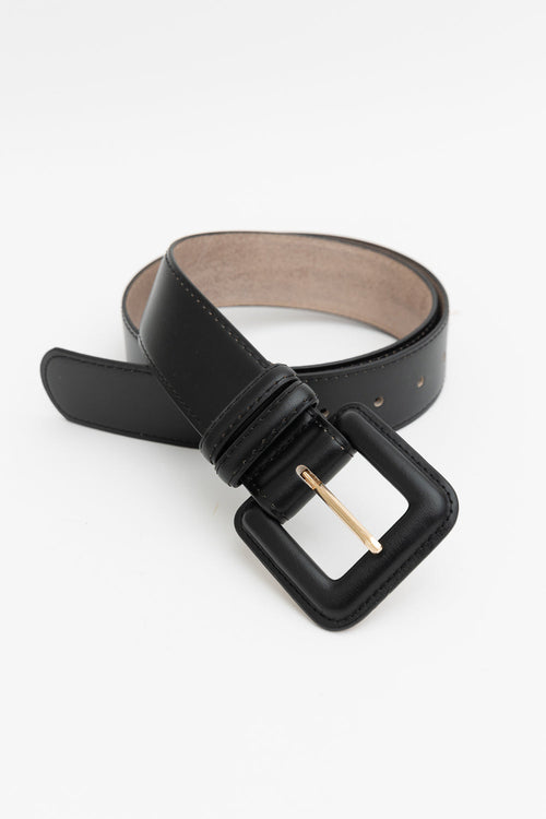 Sleek Square-Buckle Genuine Leather Belt