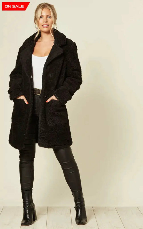 Stud Button Borg Teddy Coat (1905) - Craze Trends