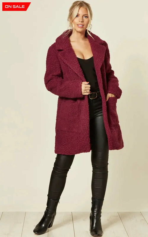 Stud Button Borg Teddy Coat (1905) - Craze Trends