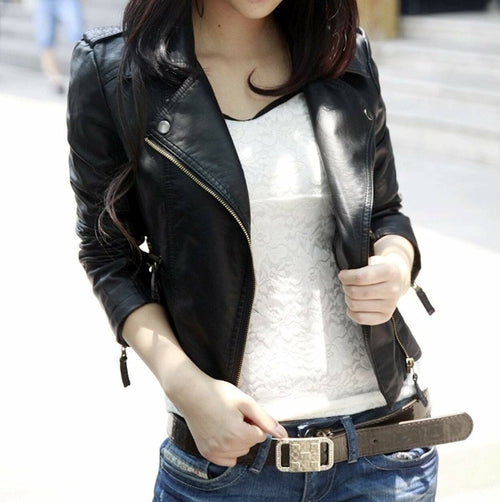 Womens Cropped Vegan Leather Jacket - Craze Trends